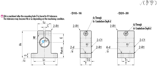 Shaft Supports/Cast/T-Shaped/Wide Slit Type:Related Image