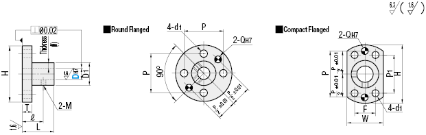 Shaft Supports/Flanged Mount Type with Slit and Dowel Holes:Related Image