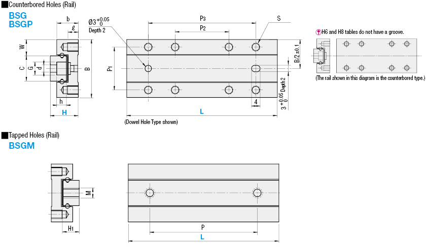 Ball Slide Guides/With Counterbored Holes and Tapped Holes:Related Image