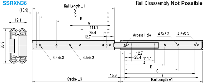 Telescopic Slide Rails/Stainless Steel/Medium Load/Three Step Slide:Related Image