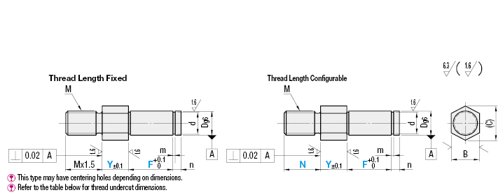 Cantilever Shafts/Hexagon/Threaded/w Retaining Ring Groove:Related Image