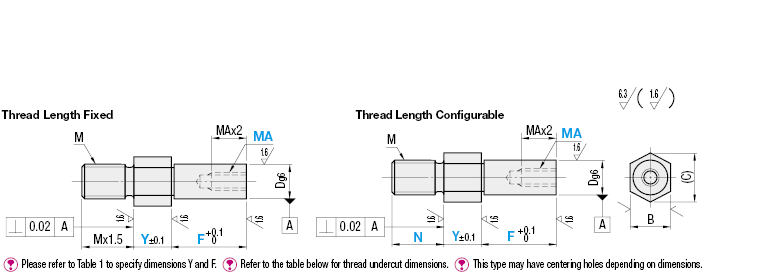Cantilever Shafts/Hexagon/Threaded/w Tapped End:Related Image