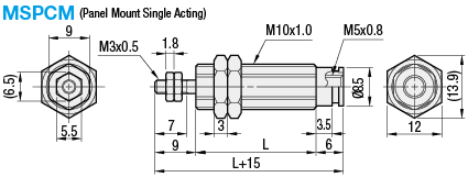 Air Cylinders/Panel Mount/Single Acting:Related Image
