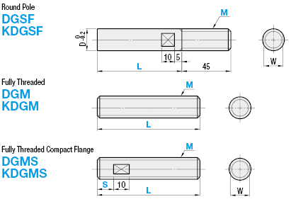 Switch Flags/Round Pole/Fully Threaded w/o Compact Flange:Related Image