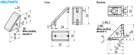 6 Series/Brackets with Caps/30mm Square:Related Image