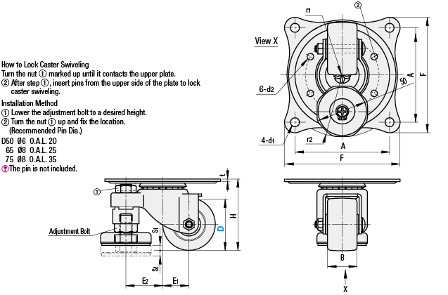 Casters with Adjustment Pads/Light Load Type:Related Image