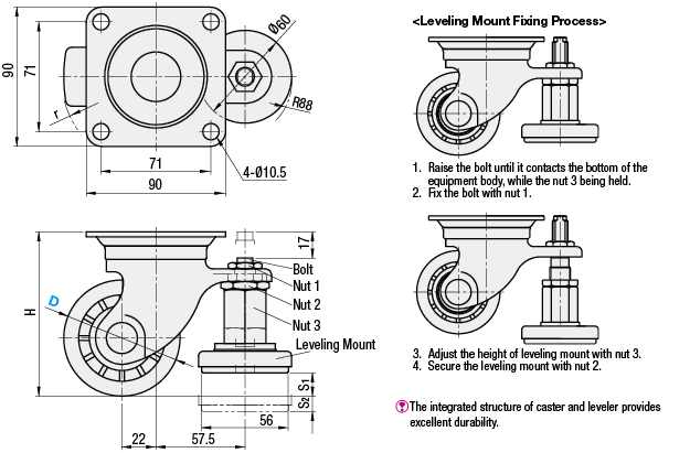 Casters with Adjustment Pads/Heavy Load/Integrated Type:Related Image