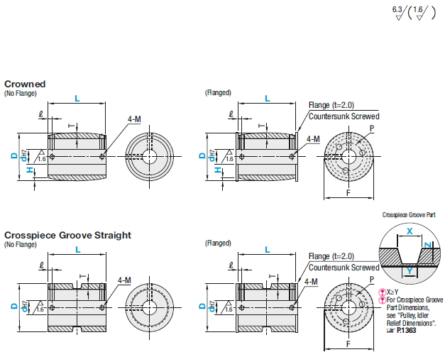 Pulley/With Urethane/Centering Groove/Crowned/Width: 25~100:Related Image