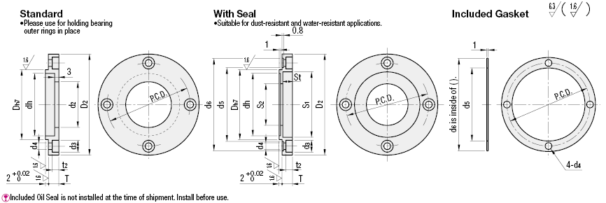Bearing Covers/Standard/With Seal:Related Image