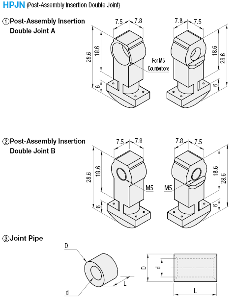 Blind Joint: Post Assembly Insertion Double Joint Kit:Related Image