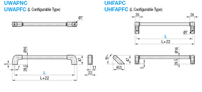 Pipe Handles/Small Diameter/Standard/Offset (Aluminum):Related Image