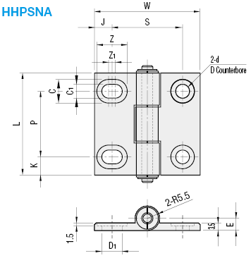 Hinges with Slotted Hole (Aluminum):Related Image