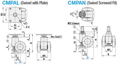 Casters/Threaded/Swivel with Plate:Related Image