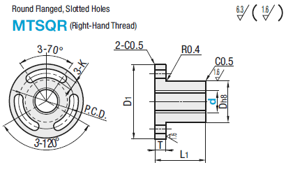 Nuts for Lead Screws/Round Flanged/Slotted Holes/Right-Hand Thread:Related Image