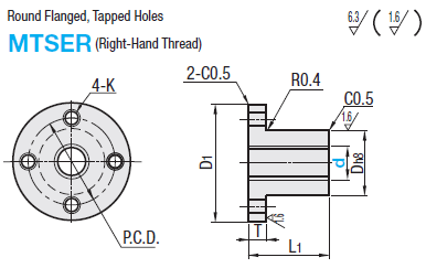 Nuts for Lead Screws/Round Flanged/Tapped Holes/Right-Hand Thread:Related Image