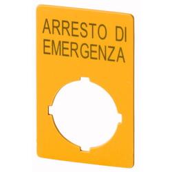 Label, emergency stop, HxW=50x33mm, yellow, arresto di emergenza