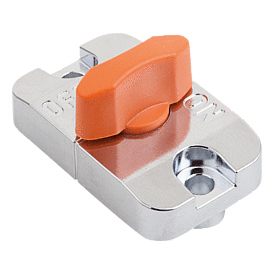 Sliding clamp for slotted holes, knob orange (K1070)
