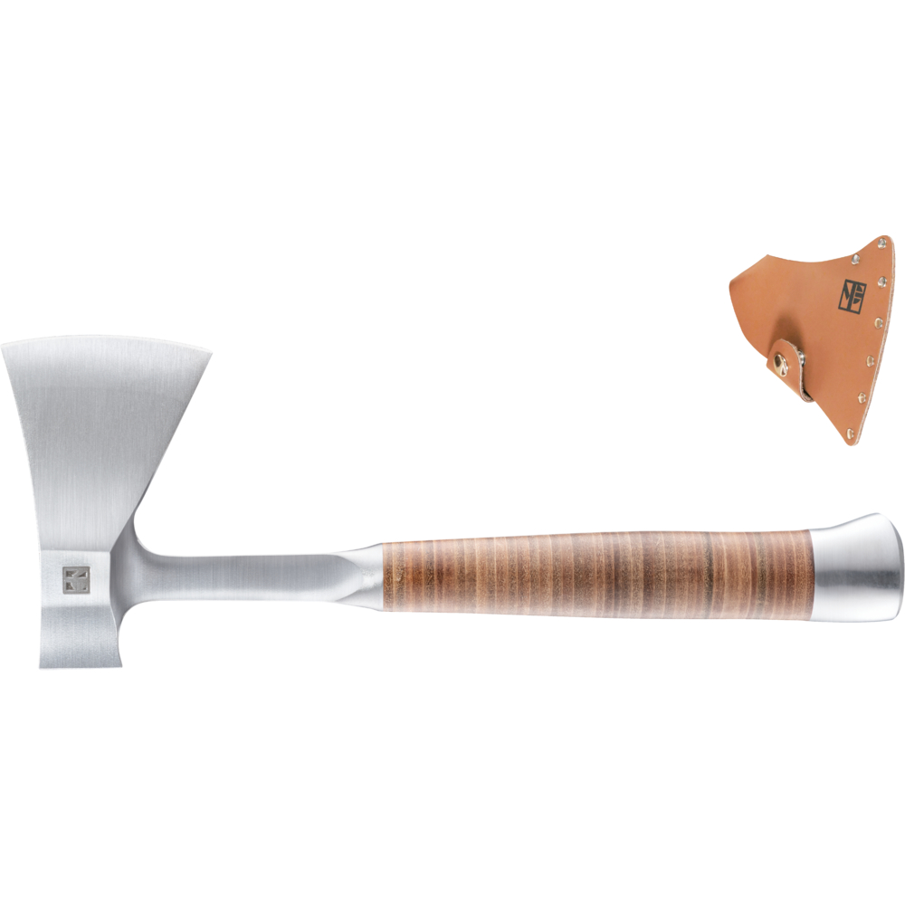 Hand axe, with leather handle, including high-quality leather belt bag