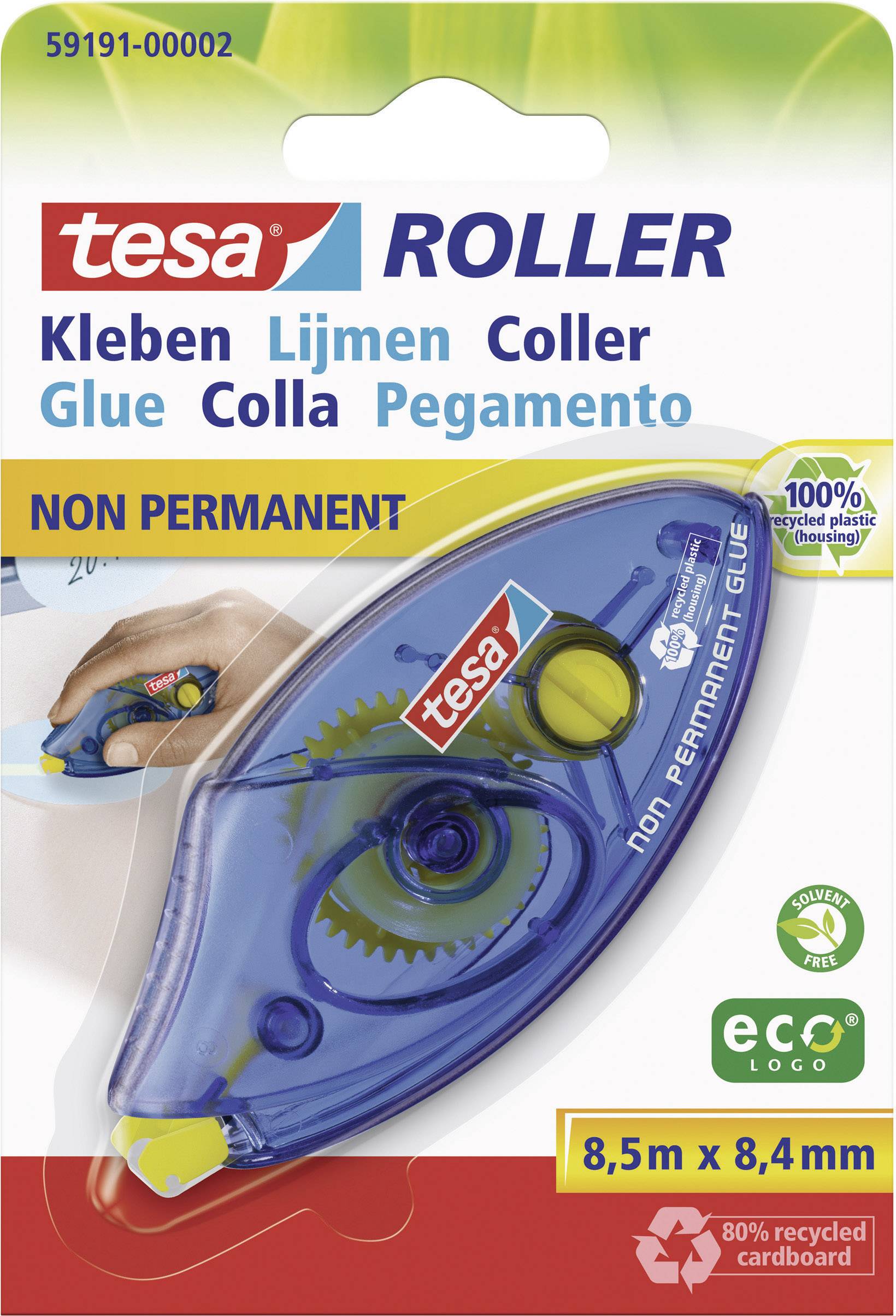 Tesa Roller Non Permanent Gluing Ecologo Disposable - Blister