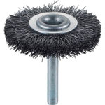 Wheel Brush with Shaft (for Motorized Use / Shaft Diameter 6 mm / Round Shaft Type) (Steel Wire)