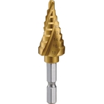 Nice Mighty Spiral Step Drill (Hex-Shaft 3-Flute Titanium-Coated Type)