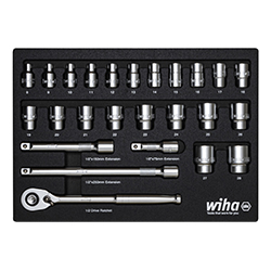 Ratchet Wrench Set, 1/2", 25 Pieces Including Foam Insert