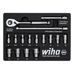 Ratchet Wrench Set, 1/4", 16 Pieces Including Foam Insert