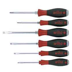Screwdriver Set SoftFinish®, Slotted, Phillips, Hexagonal Blade and Solid Steel Cap, 6 Pieces