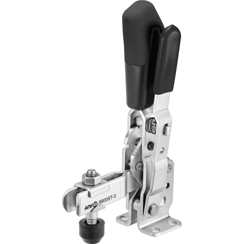 Vertical Toggle Clamp with Black Handle and Safety Latch, 6800ST