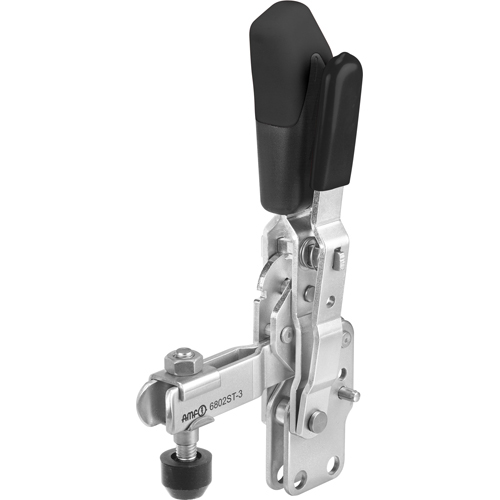 Vertical Toggle Clamp with Black Handle and Safety Latch, 6802ST
