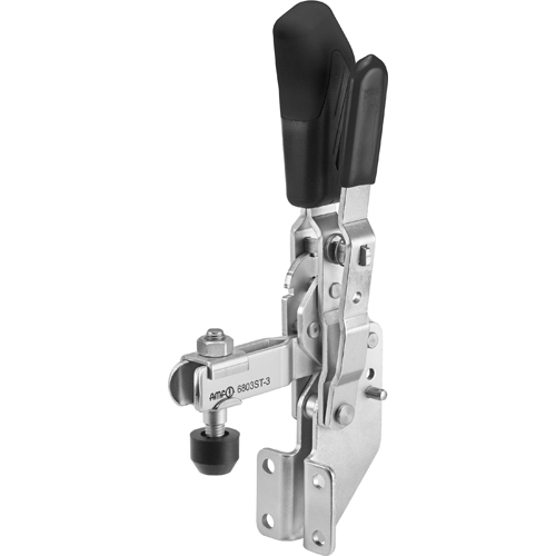 Vertical Toggle Clamp with Black Handle and Safety Latch, 6803ST