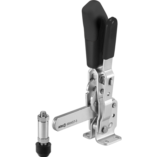 Vertical Toggle Clamp with Black Handle and Safety Latch, 6804ST