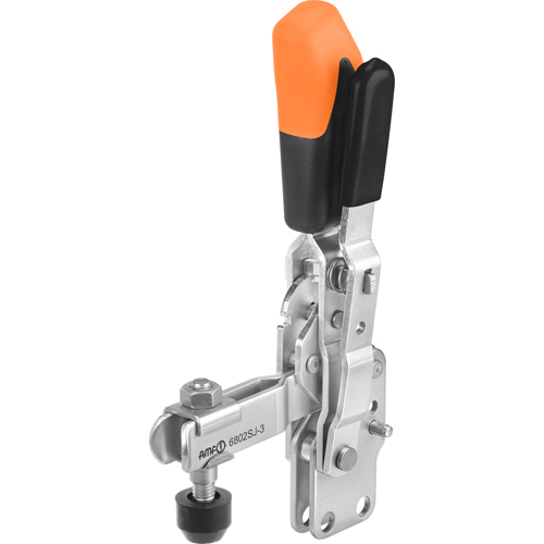 Vertical Toggle Clamp with Orange Handle and Safety Latch, 6802SJ