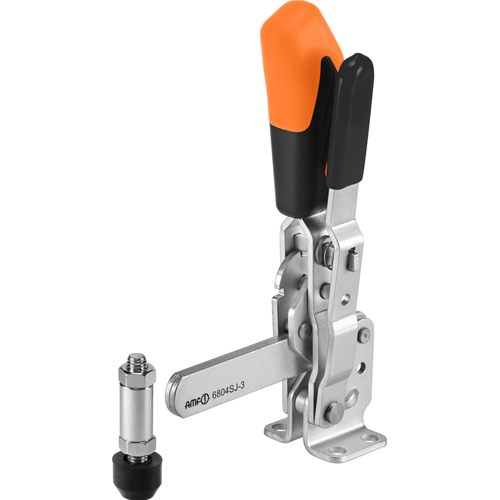 Vertical Toggle Clamp with Orange Handle and Safety Latch, 6804SJ