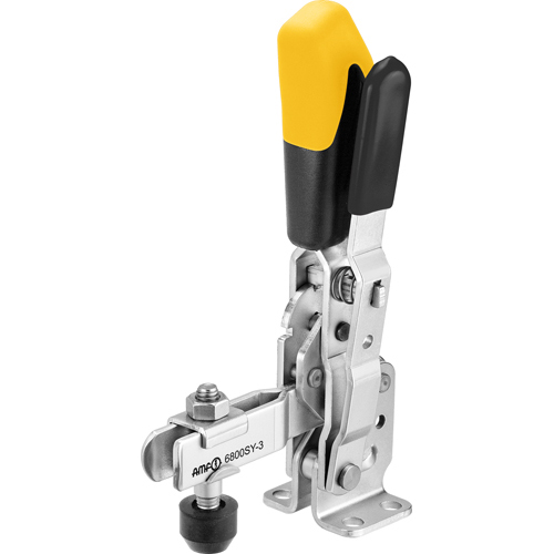 Vertical Toggle Clamp with Yellow Handle and Safety Latch, 6800SY