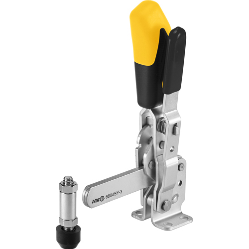 Vertical Toggle Clamp with Yellow Handle and Safety Latch, 6804SY