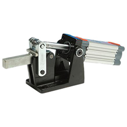 Heavy-duty pneumatic toggle clamps with horizontal mounting base, with magnetic