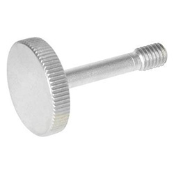 Stainless Steel-Knurled screws with recessed stud for loss prevention 653.2-M8-38-NI