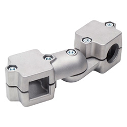 Swivel clamp connector joints, two-part clamp pieces
