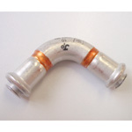 Crosslinked Polyethylene / Polybutene Pipe Compatible Press Type Fitting, JP Joint, J, 90° Elbow