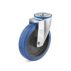 Swivel Castors with back hole and elastic solid rubber wheel