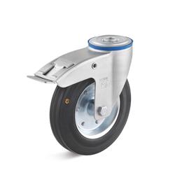 Swivel Castors with lock hole and double stop, VG-wheel