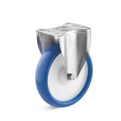 Stainless steel fixed Castors with polyurethane wheel, approx. 95° Shore A