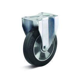 Fixed Castors with elastic wheel, alloy rim with ball bearing