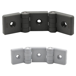 Multi-link flat hinges for construction profiles / conical recesses / 2-axis / < 270° (-90° - 180°) / plastic (technopolymer) / CFI / ELESA