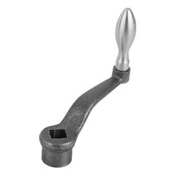 Crank handles offset similar to DIN 468, Form F, with fixed grip (K0684) K0684.112X14