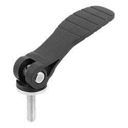 Cam lever with plastic grip with external thread, steel or stainless steel (K0646)