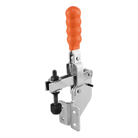 Toggle clamps vertical with angled foot and adjustable clamping spindle (K0062)