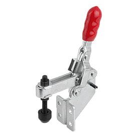 Toggle clamps vertical with angled foot and adjustable clamping spindle (K1259)