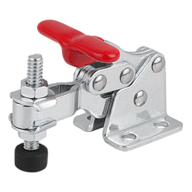 Toggle clamps vertical with flat foot and adjustable clamping spindle (K1257)